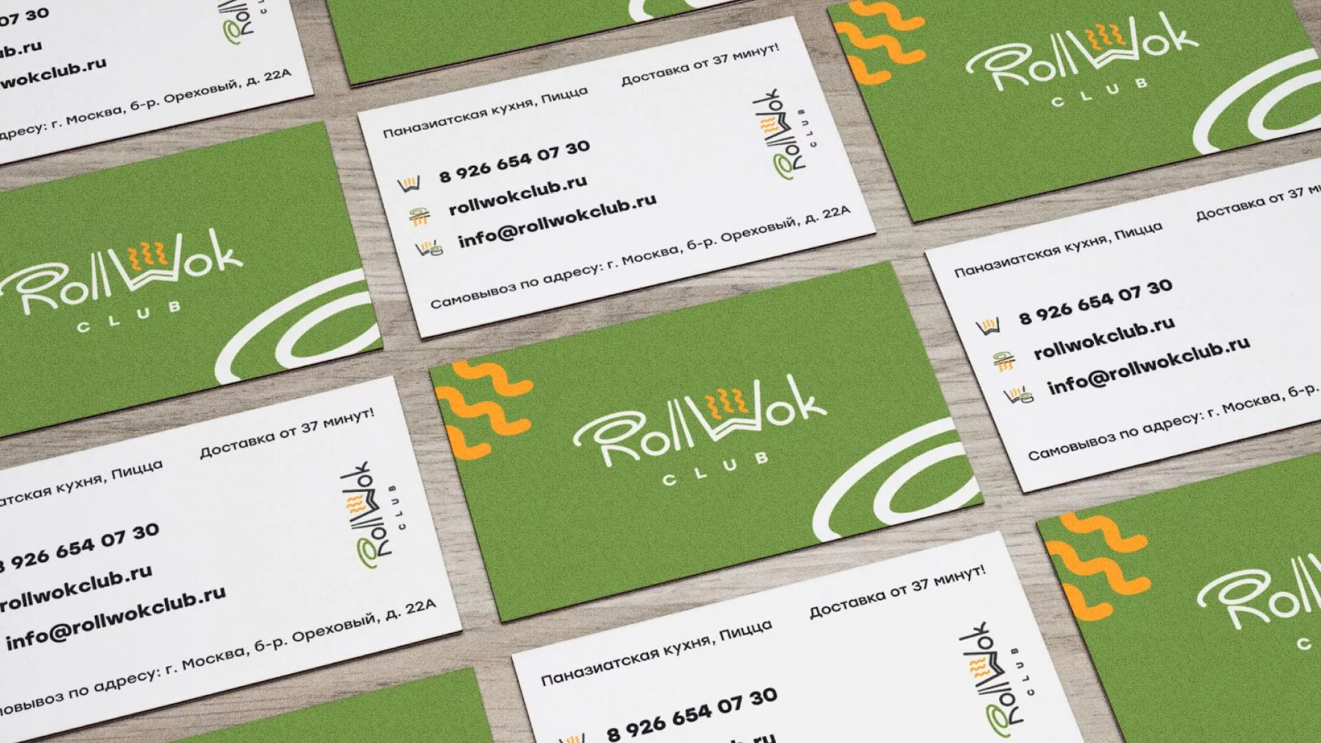 Разработка дизайна визиток суши-бара «Roll Wok Club» в Новочеркасске